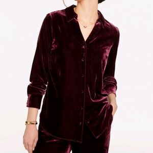 Talbots Plus Velvet Button Front Shirt 3XP Wine Purple